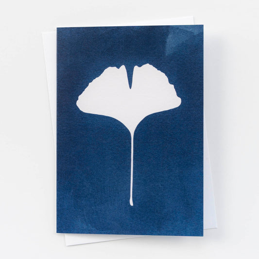 Botanical Cyanotype Card | Ginkgo Leaf