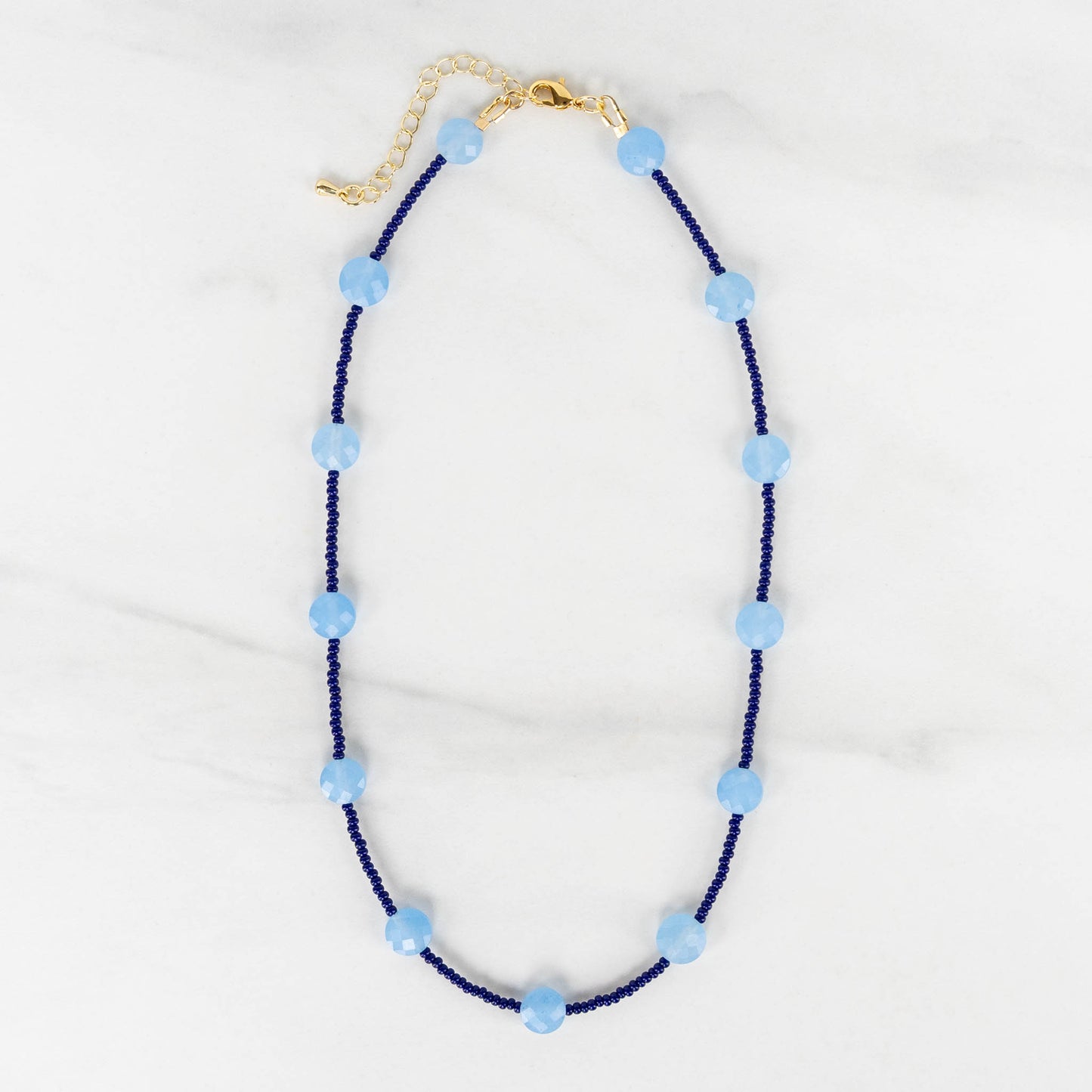 Bluebell Necklace | Blue Gemstone and Seed Bead Necklace