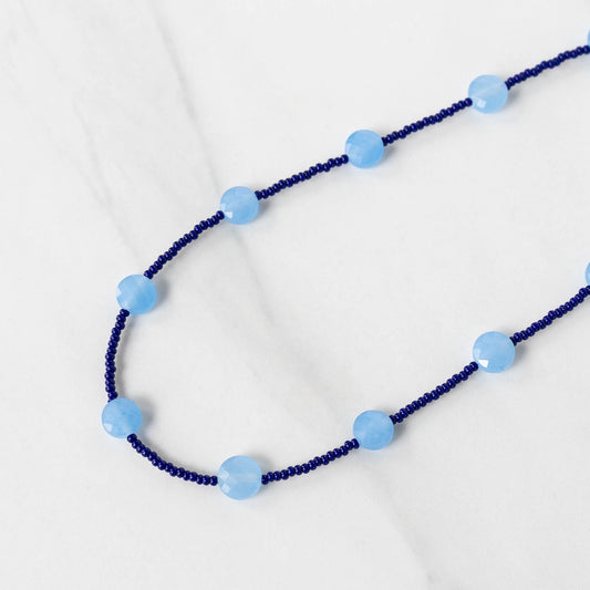Bluebell Necklace | Blue Gemstone and Seed Bead Necklace