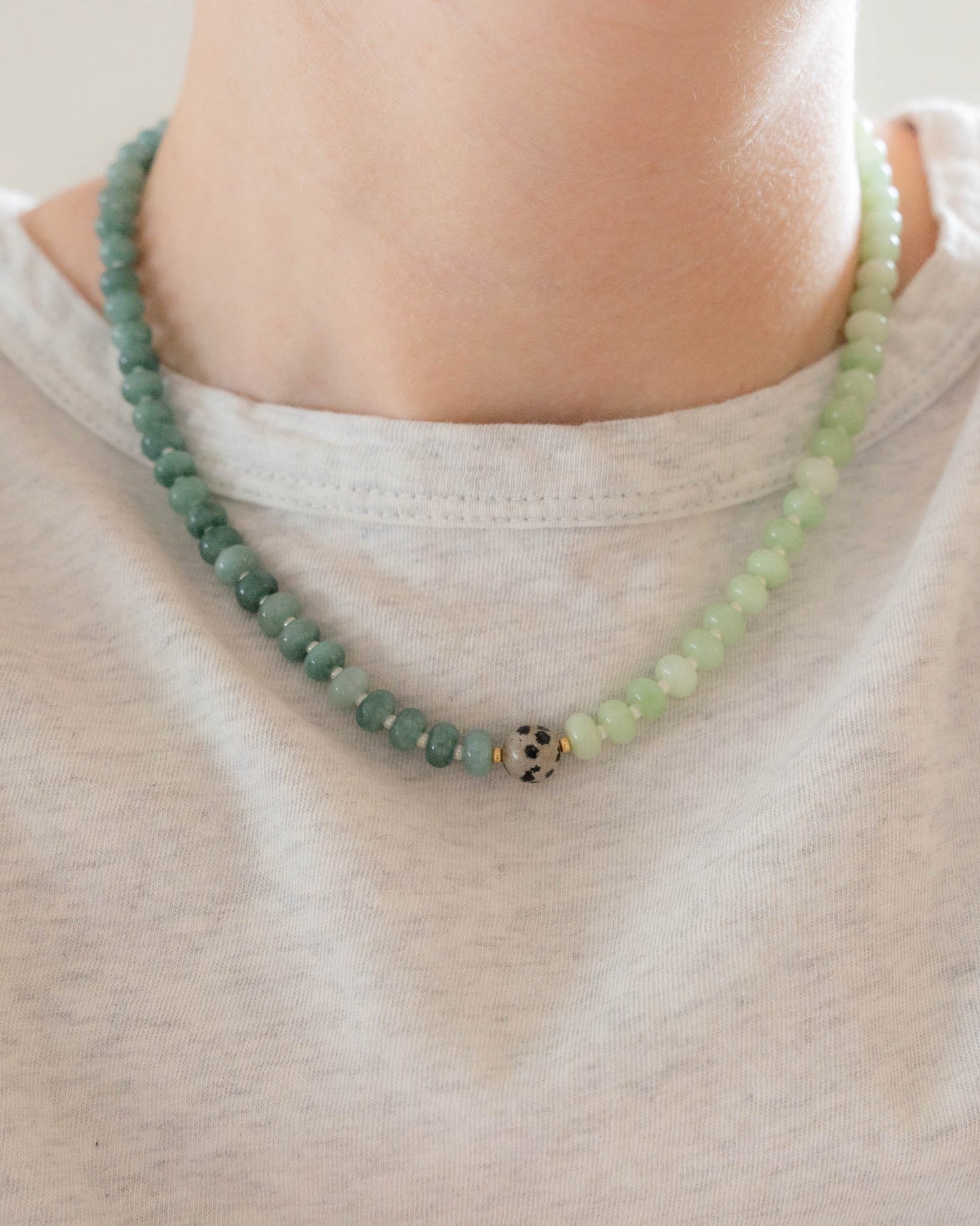 Jade Necklace | Two-toned Green Gemstone Beaded Necklace