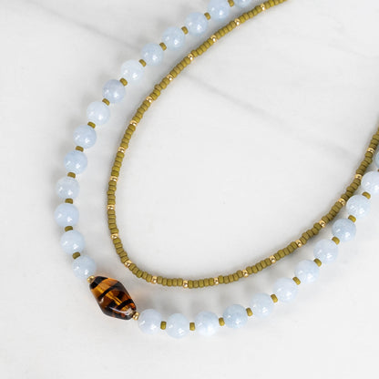 Iris Necklace | Tiny Seed Bead Layering Necklace