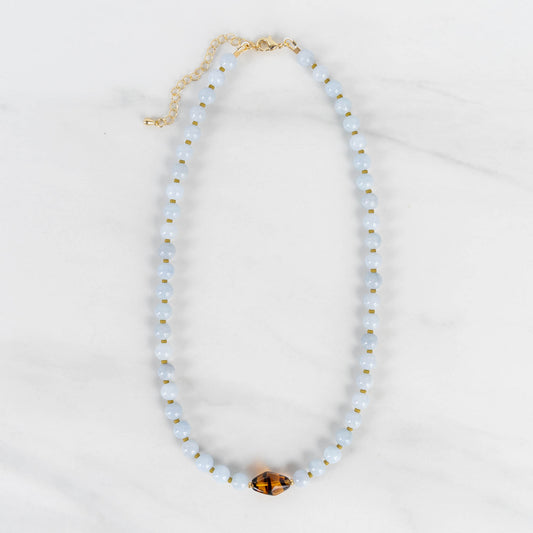 Hazel Necklace | Blue Gemstone Beaded Necklace