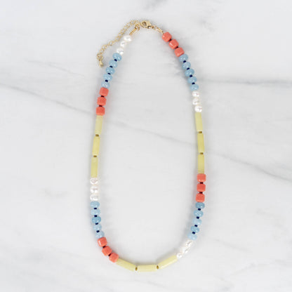 Lila Necklace | Gemstone & Pearl Beaded Necklace