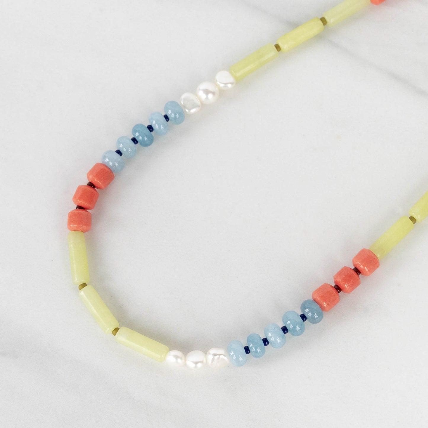 Lila Necklace | Gemstone & Pearl Beaded Necklace