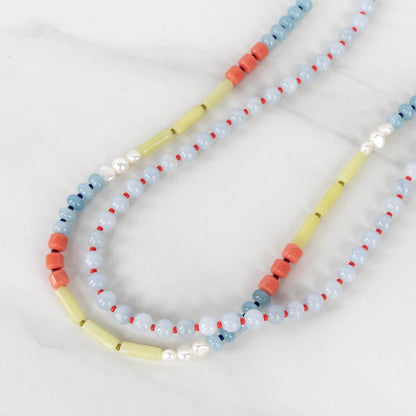Lila Necklace | Gemstone & Pearl Beaded Necklace
