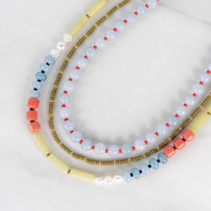 Cloud Necklace | Round Gemstone and Seed Bead Necklace
