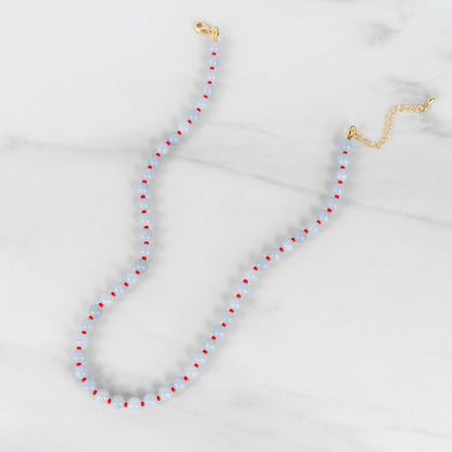 Cloud Necklace | Round Gemstone and Seed Bead Necklace