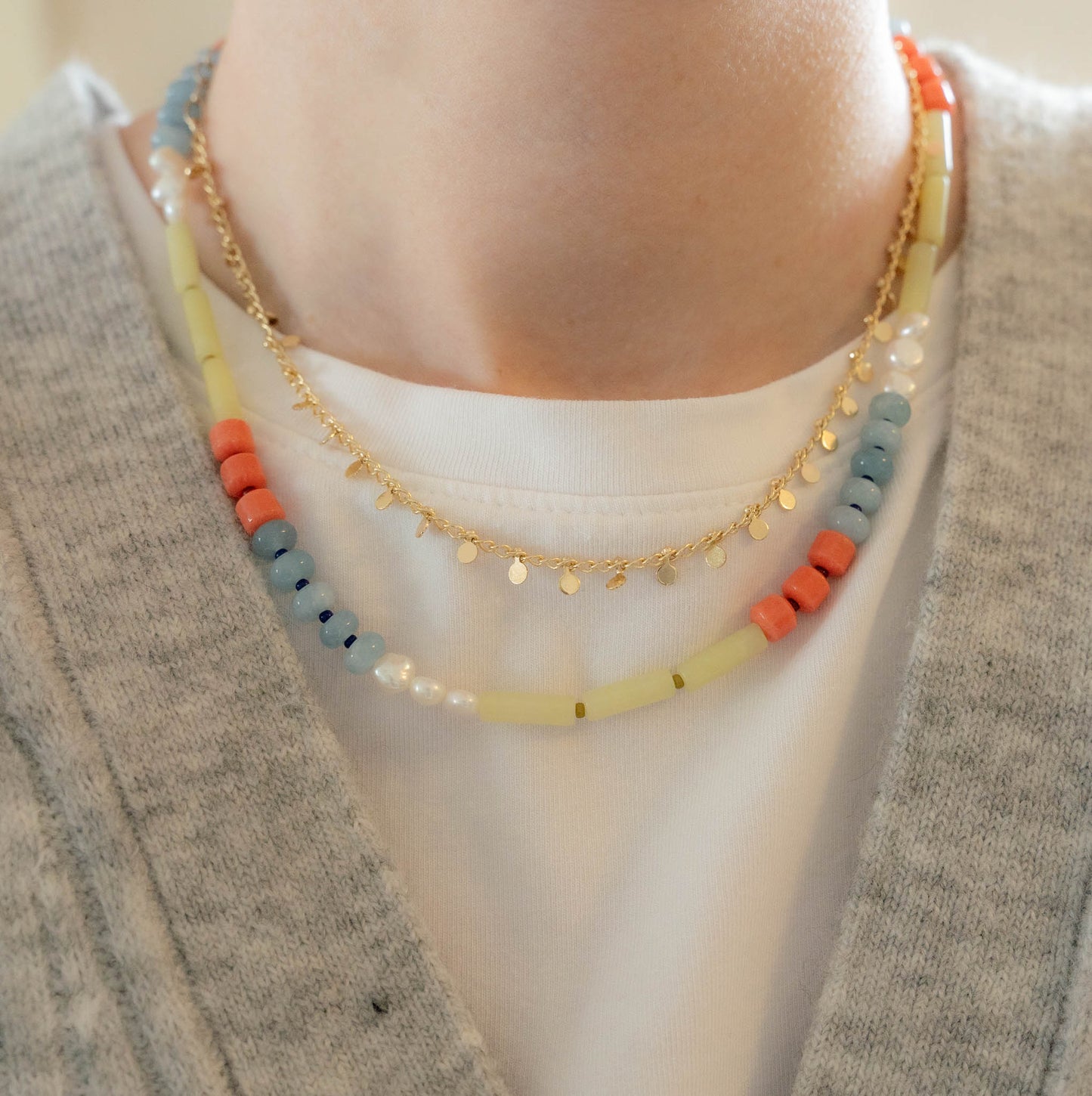 Lila Necklace | Gemstone & Pearl Beaded Necklace