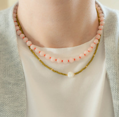 Cloud Necklace | Round Gemstone and Seed Bead Necklace