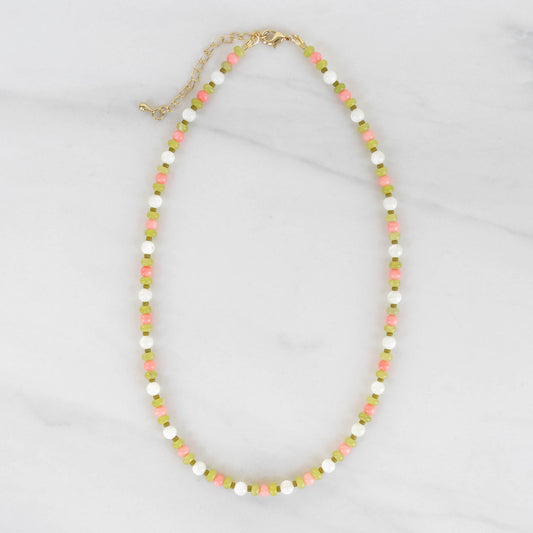 Lili Necklace | Mother of Pearl & Gemstone Beaded Necklace
