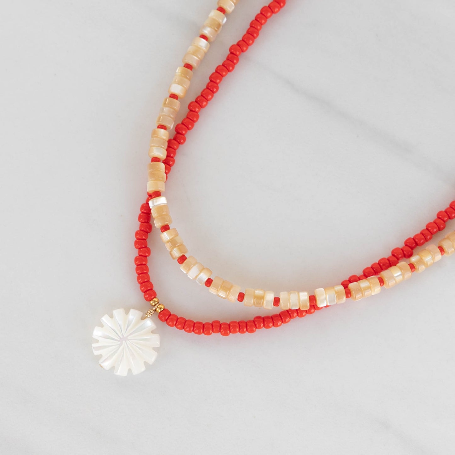 Birch Necklace | Natural Mother of Pearl Beaded Necklace