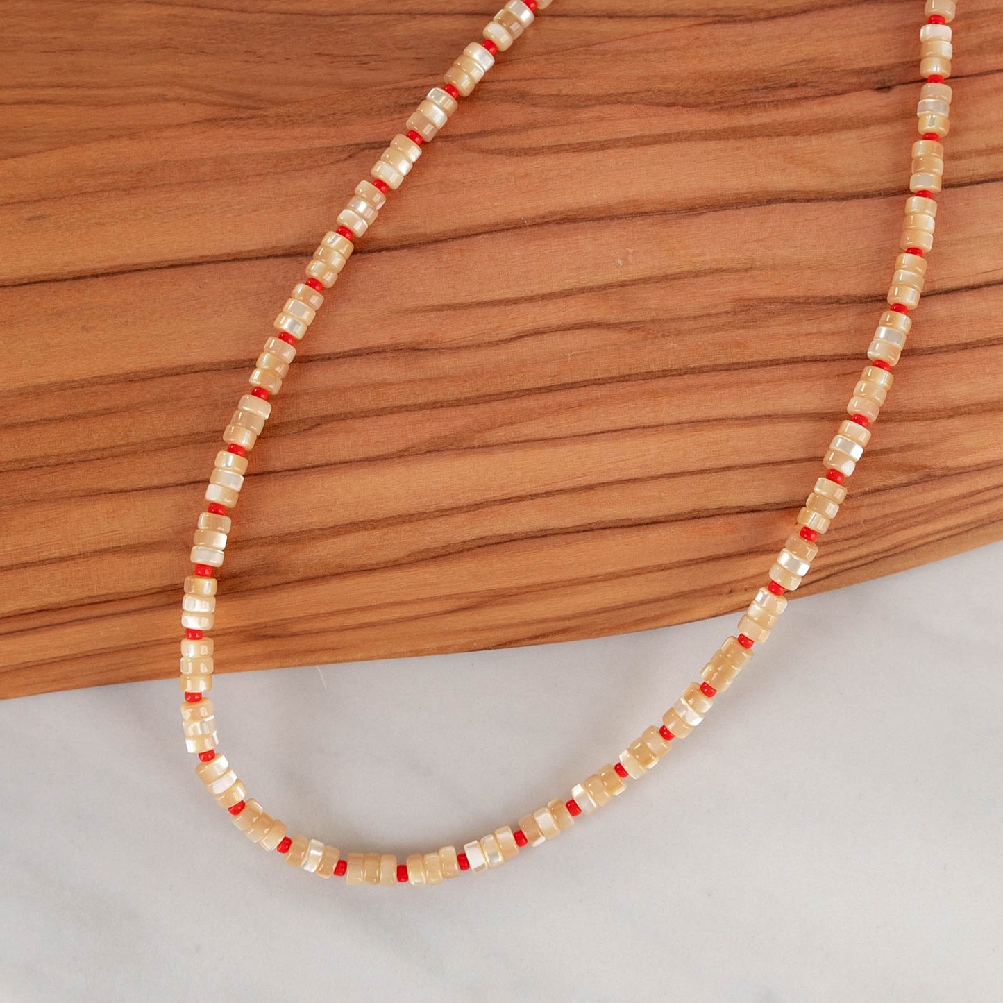 Birch Necklace | Natural Mother of Pearl Beaded Necklace