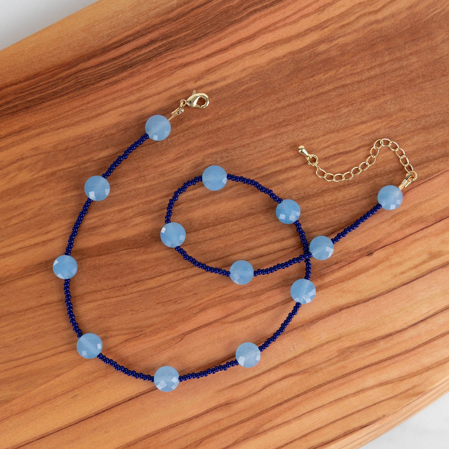 Bluebell Necklace | Blue Gemstone and Seed Bead Necklace
