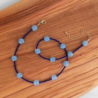 Bluebell Necklace | Blue Gemstone and Seed Bead Necklace
