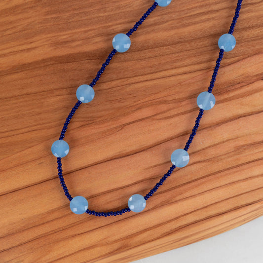 Bluebell Necklace | Blue Gemstone and Seed Bead Necklace