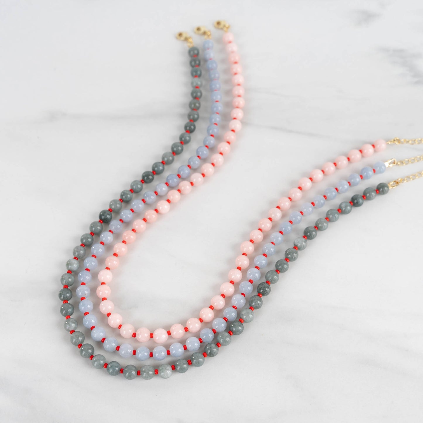 Cloud Necklace | Round Gemstone and Seed Bead Necklace