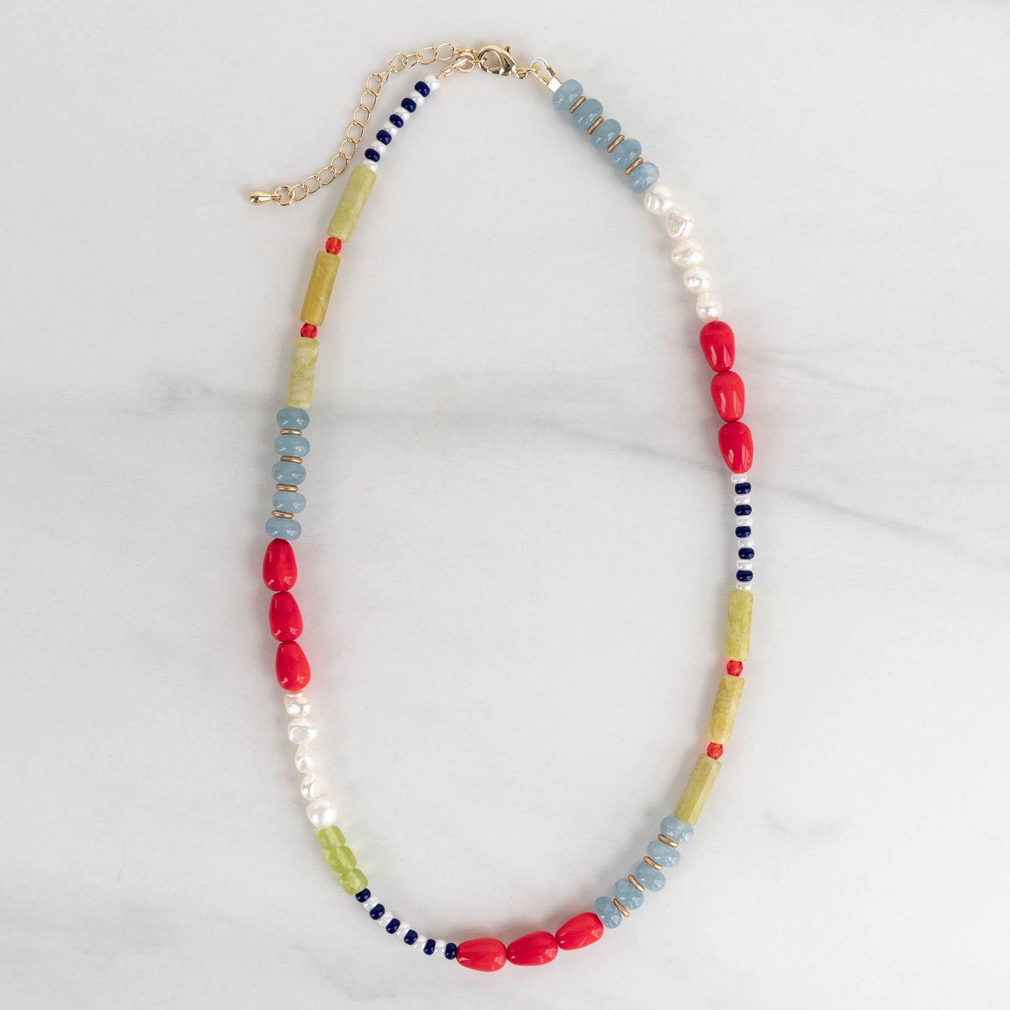 Poppy Necklace | Gemstone & Pearl Beaded Necklace