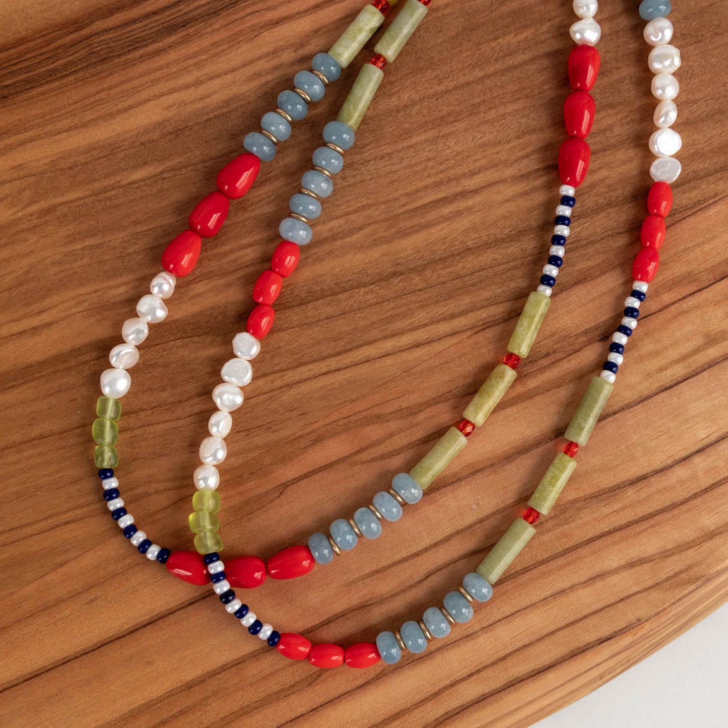 Poppy Necklace | Gemstone & Pearl Beaded Necklace
