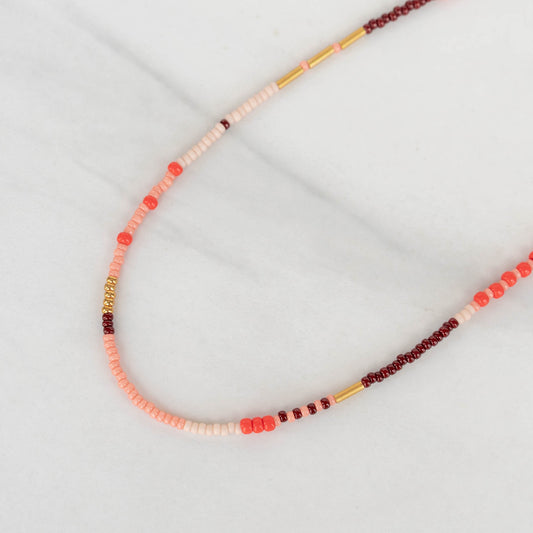 Sunset Necklace | Colorful Seed Bead Necklace with Charms