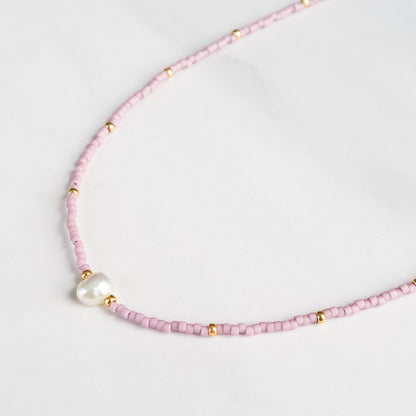Acacia Necklace | Delicate Seed Bead and Pearl Necklace