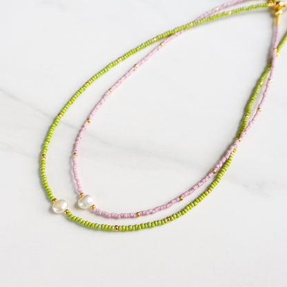Acacia Necklace | Delicate Seed Bead and Pearl Necklace