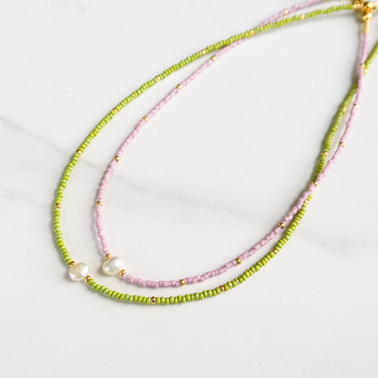 Acacia Necklace | Delicate Seed Bead and Pearl Necklace