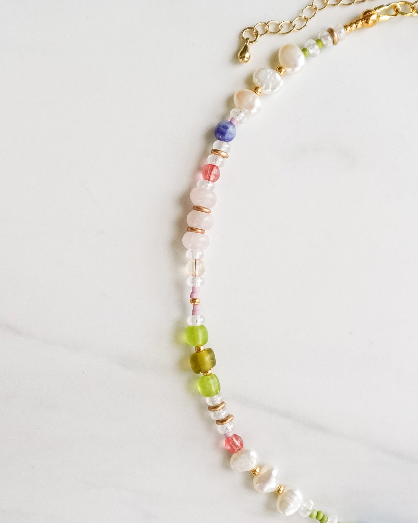 Wildflower Necklace | Mixed Gemstone, Pearl, and Glass Beaded Necklace