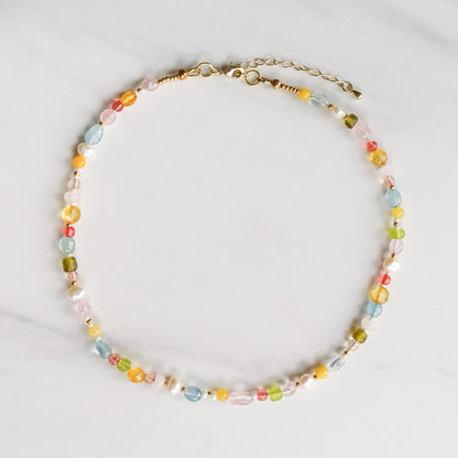 Calla Necklace | Mixed Gemstone, Pearl, and Glass Beaded Necklace