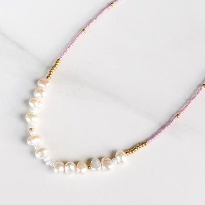 Primrose Necklace | Pearl and Glass Seed Bead Necklace