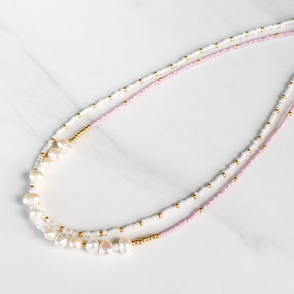 Primrose Necklace | Pearl and Glass Seed Bead Necklace