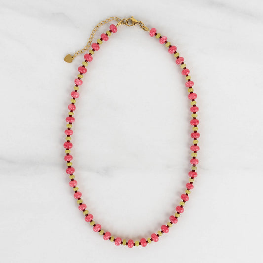 Rosalie Necklace | Pink Gemstone Beaded Necklace
