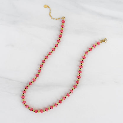 Rosalie Necklace | Pink Gemstone Beaded Necklace