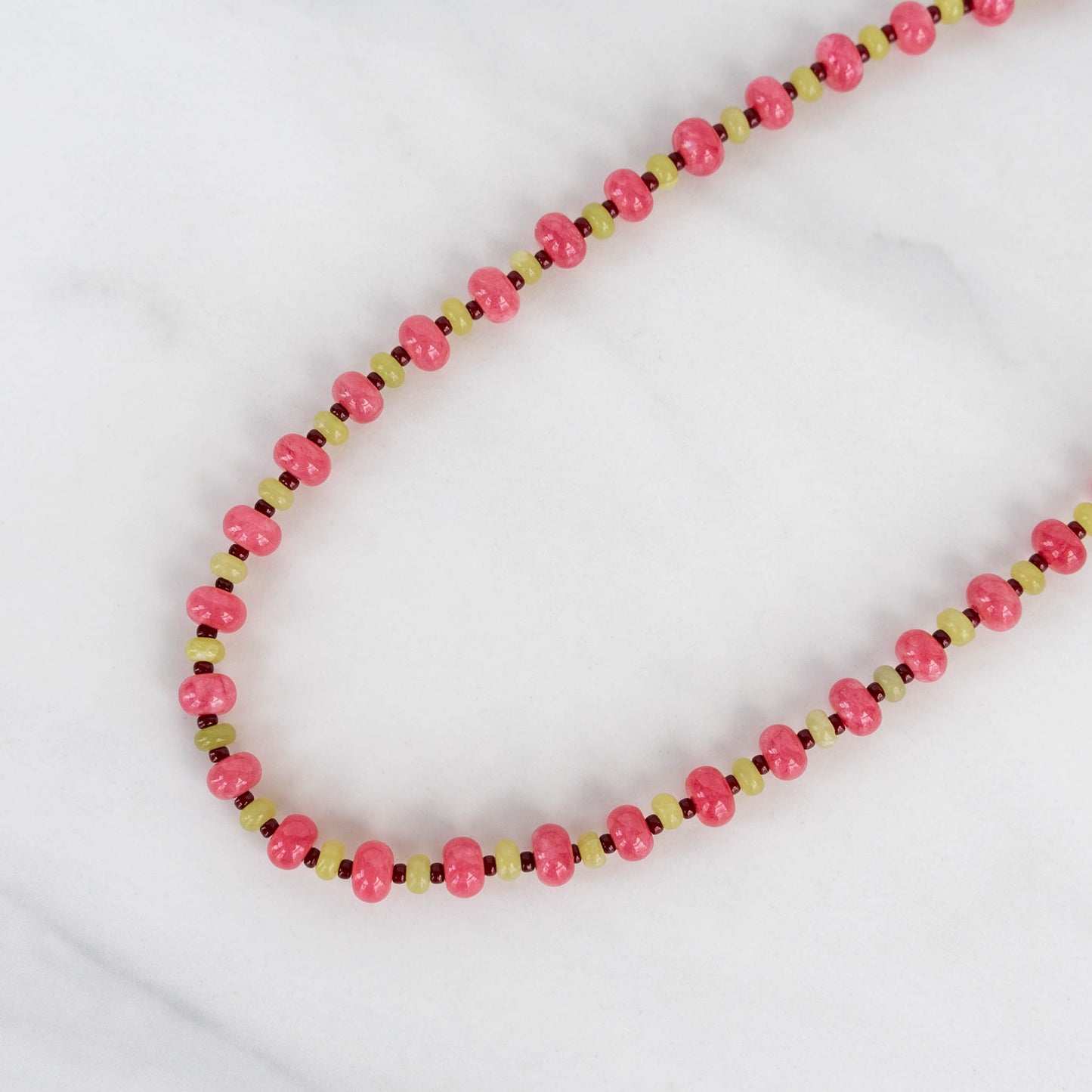 Rosalie Necklace | Pink Gemstone Beaded Necklace
