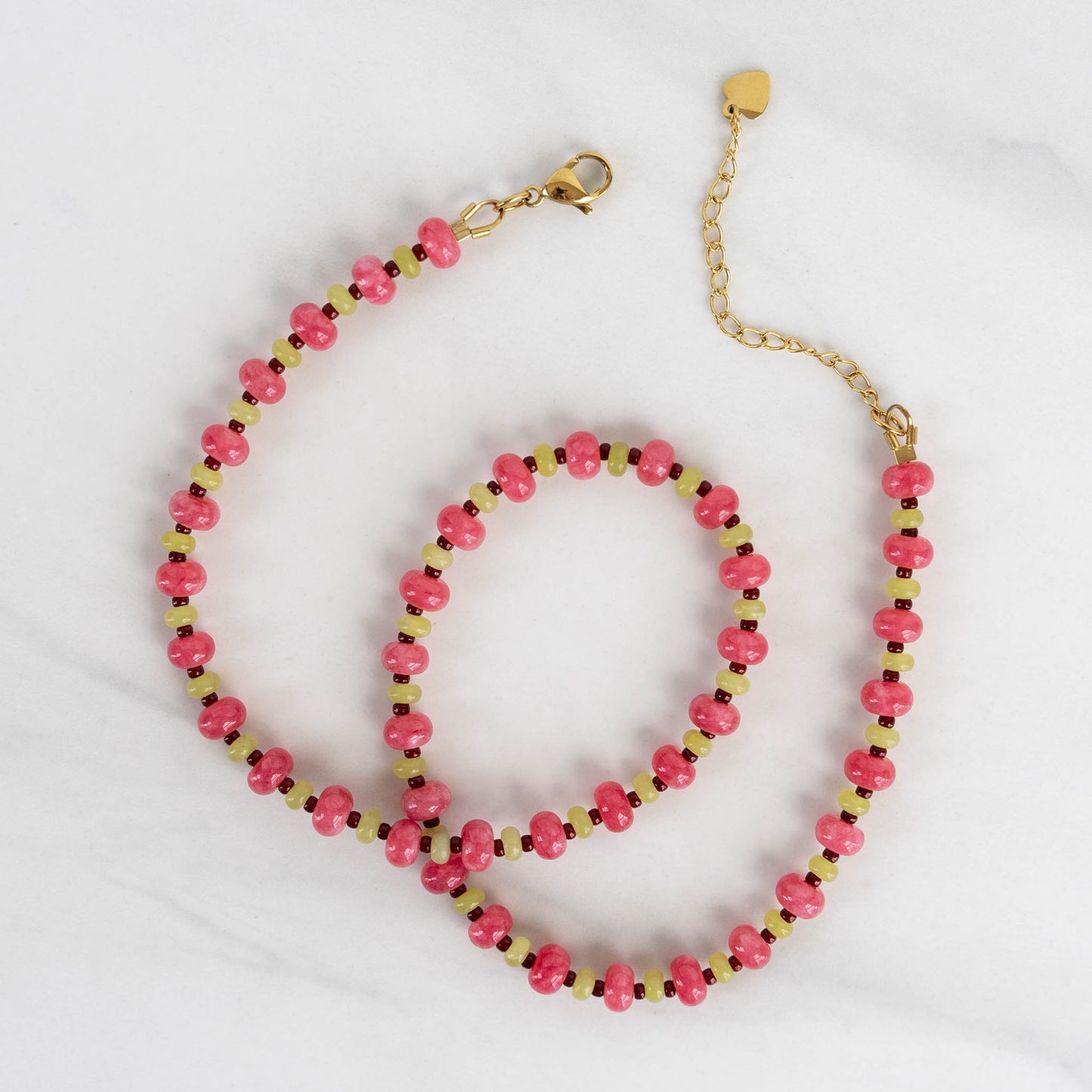 Rosalie Necklace | Pink Gemstone Beaded Necklace