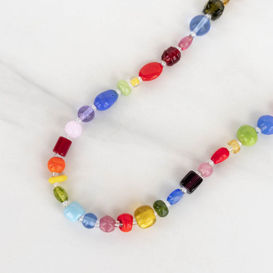 One-of-a-Kind Rainbow Chunky Beaded Necklace