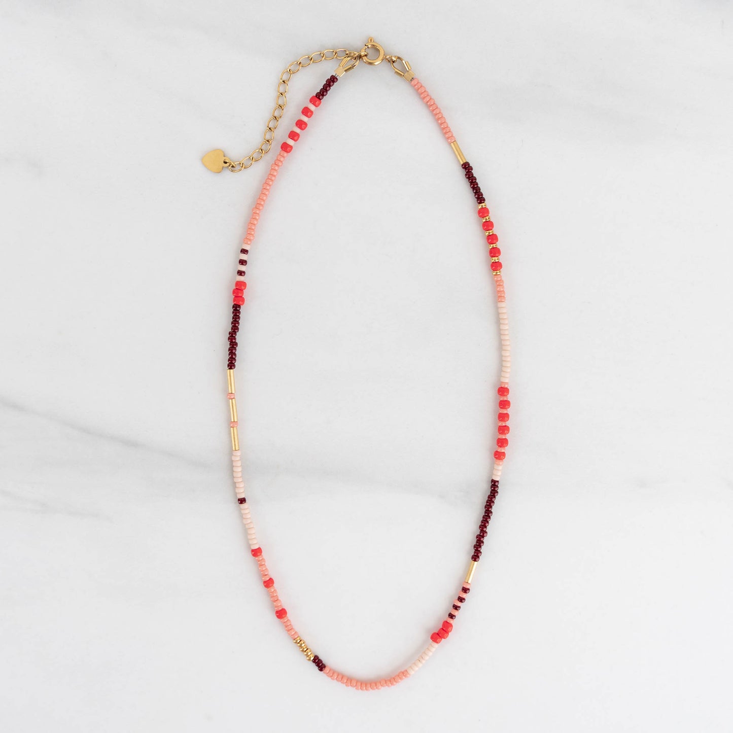 Sunset Necklace | Colorful Seed Bead Necklace with Charms