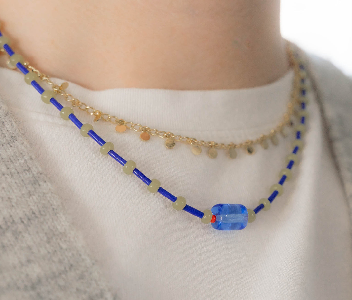 Rue Necklace | Blue & Green Beaded Necklace