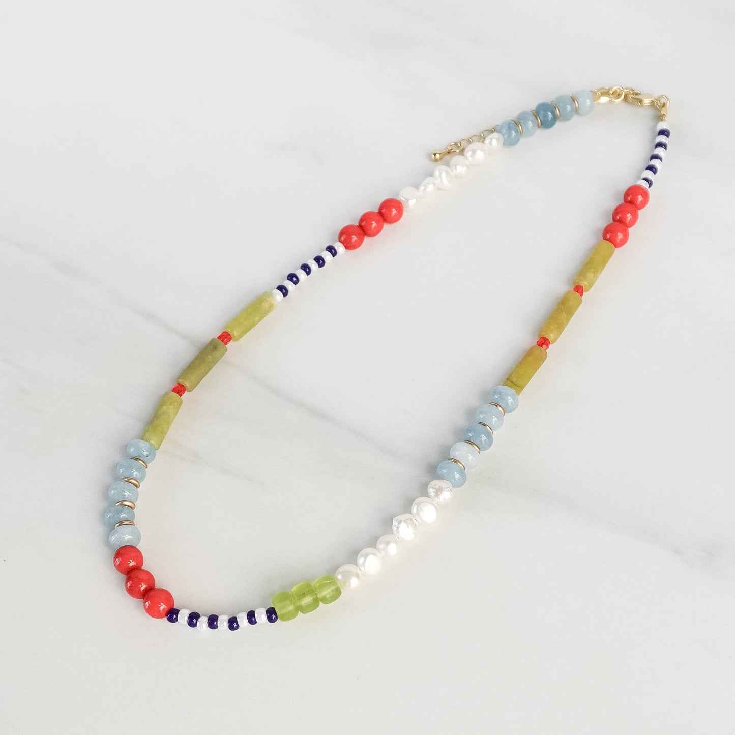 Poppy Necklace | Gemstone & Pearl Beaded Necklace
