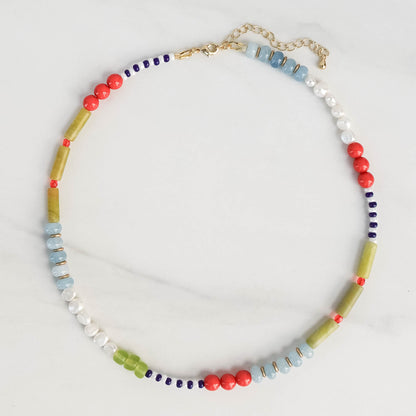 Poppy Necklace | Gemstone & Pearl Beaded Necklace