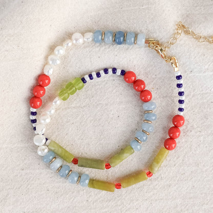 Poppy Necklace | Gemstone & Pearl Beaded Necklace