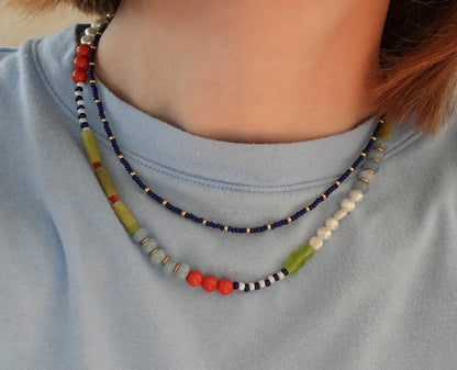 Poppy Necklace | Gemstone & Pearl Beaded Necklace