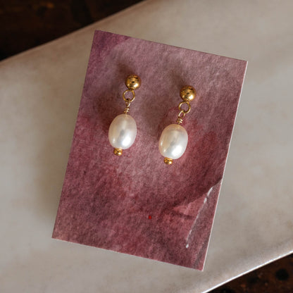 Pearl Stud Dangle Earrings