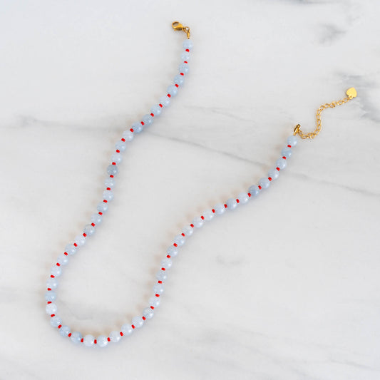 Cloud Necklace | Round Gemstone and Seed Bead Necklace