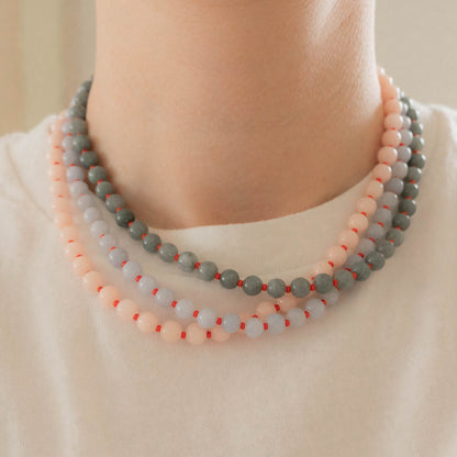 Cloud Necklace | Round Gemstone and Seed Bead Necklace