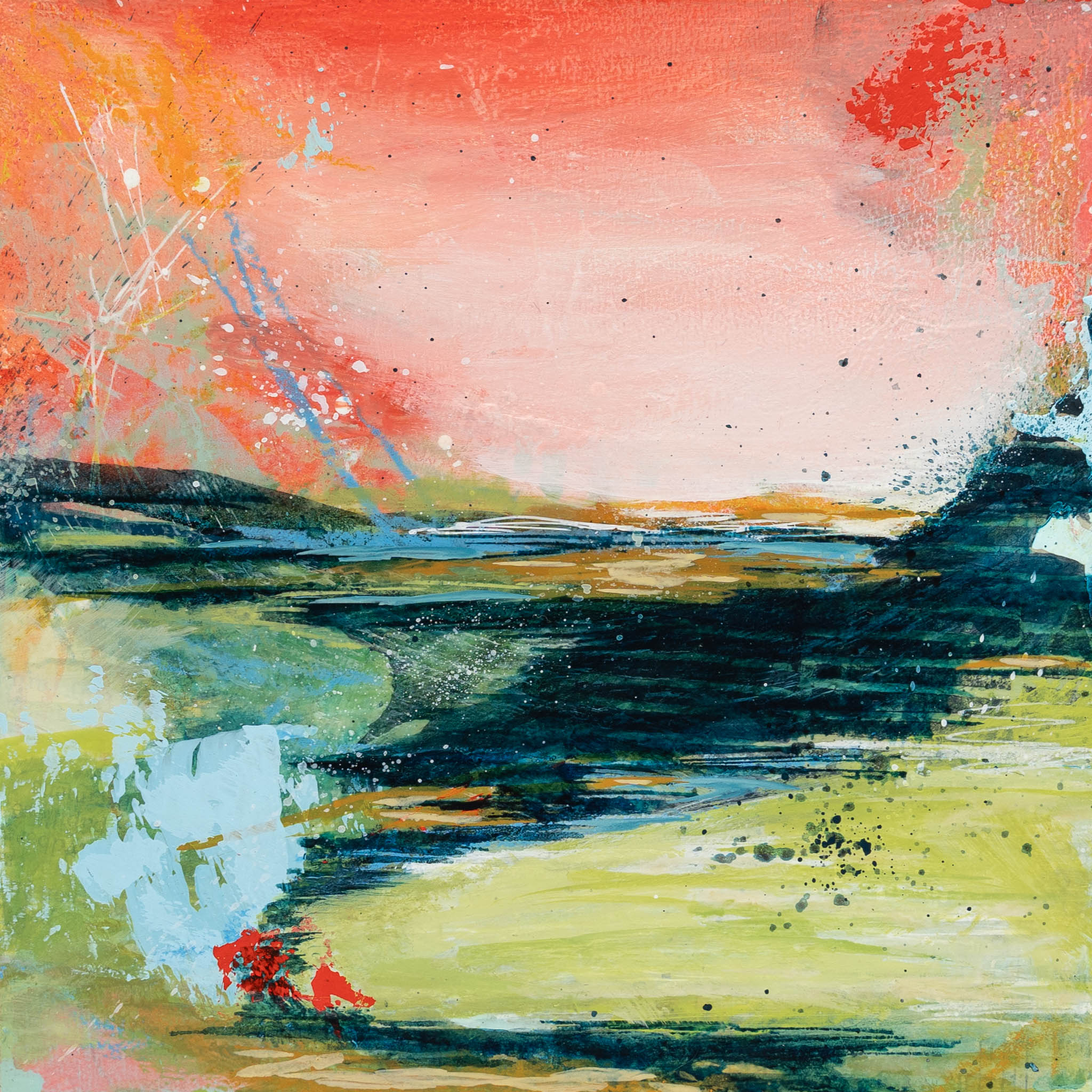 A Breath of Fresh Air | 6x6 Abstract Landscape Painting on Wood