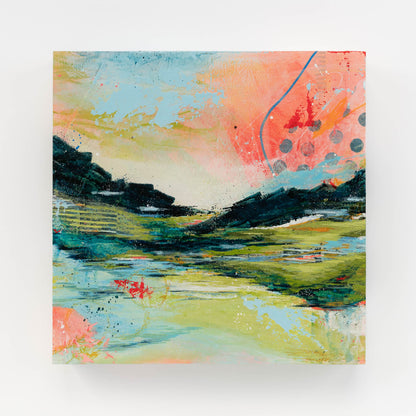 A Tune on the Breeze | 10x10 Abstract Landscape Painting on Wood Panel