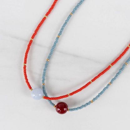 Kit Necklace | Red Seed Bead Necklace