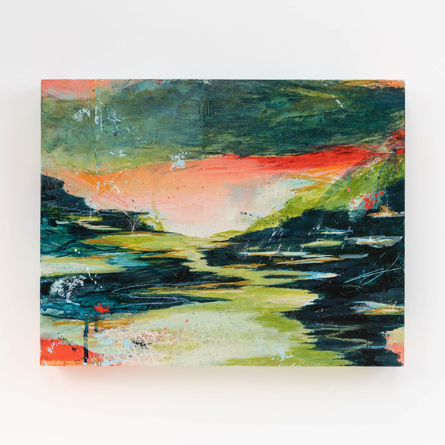 Can You Smell the Rain? I | 11x14 Abstract Landscape Painting on Wood Panel