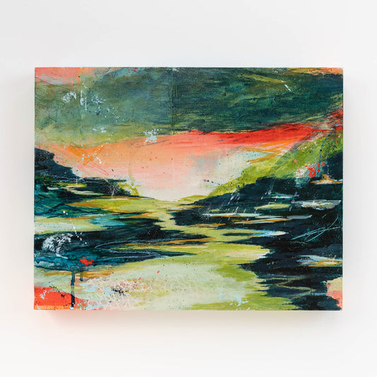 Can You Smell the Rain? I | 11x14 Abstract Landscape Painting on Wood Panel