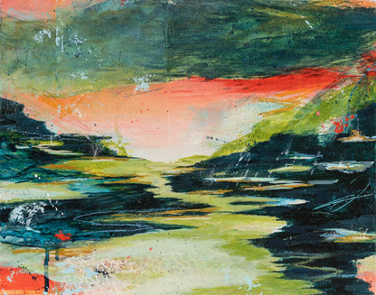 Can You Smell the Rain? I | 11x14 Abstract Landscape Painting on Wood Panel